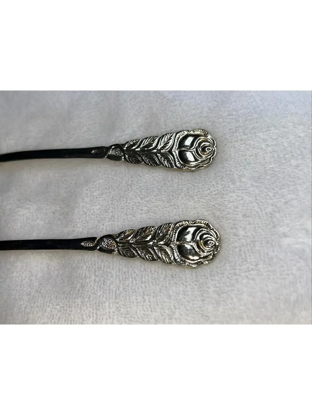 Pair Of 2 Midcentury Gold Tone Dessert Spoons Flatware ECHT vergoldet Utc Stamp